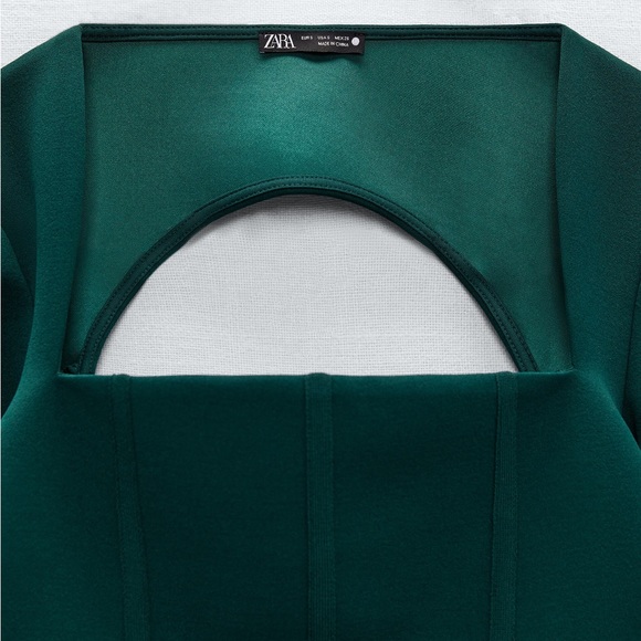 Zara Cut Out Top Green Size L NWT - Picture 2 of 5